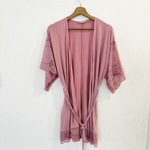 Eberjey- Beatrix Lace Robe in Rose - Size S